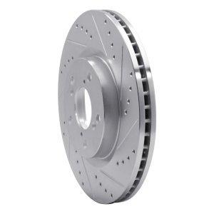 Acura TL Brake Rotor (1) - Front Right - R1 Concepts - Drilled & Slotted - Silver - `09-`14